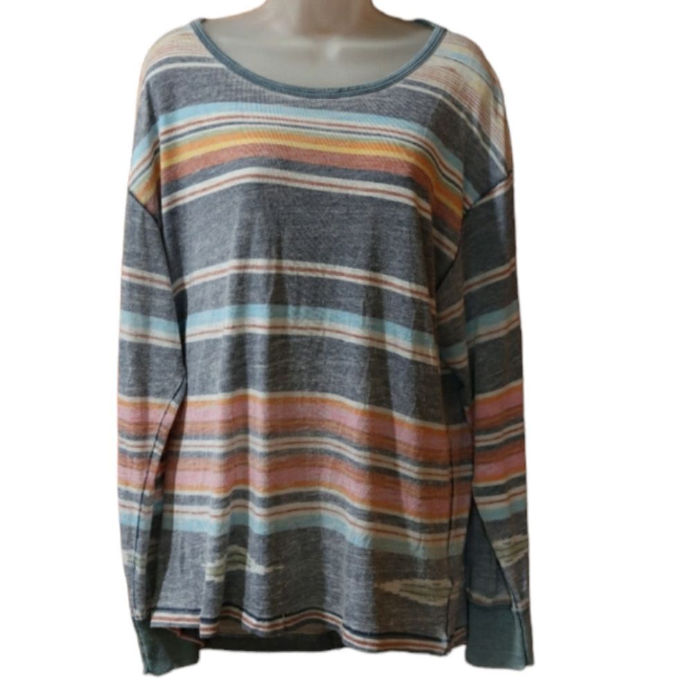 We The Free Striped Long Sleeve Beachy Preppy Cozy Top Medium